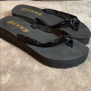 Dizzy Black Beaded Flip Flops 🖤
